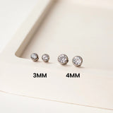 Crystal Round Bezel Set Titanium Flat Back Sleeper Earrings