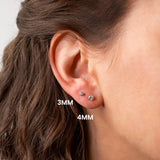 Crystal Round Bezel Set Titanium Flat Back Sleeper Earrings