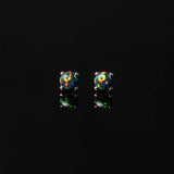 Ari Black Opal Earrings - Solitaire Round Flat Back Sleepers in 14k Solid Gold