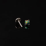 Ari Black Opal Earrings - Solitaire Round Flat Back Sleepers in 14k Solid Gold