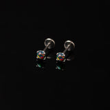 Ari Black Opal Earrings - Solitaire Round Flat Back Sleepers in 14k Solid Gold