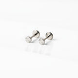 Cassis Diamond Cut Disc Titanium Flat Back Sleeper Earrings