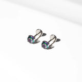 Envy Solitaire Round Titanium Flat Back Sleeper Earrings