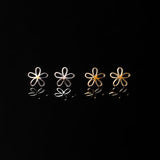 Flower Silhouette Flat Back Sleeper Earrings - 14k Solid Gold