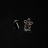 Flower Silhouette Flat Back Sleeper Earrings - 14k Solid Gold