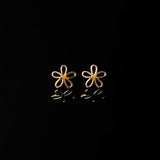 Flower Silhouette Flat Back Sleeper Earrings - 14k Solid Gold