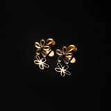 Flower Silhouette Flat Back Sleeper Earrings - 14k Solid Gold