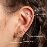 Flower Silhouette Flat Back Sleeper Earrings - 14k Solid Gold