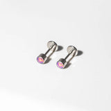 Lavender Round Opal Bezel Set Titanium Flat Back Sleeper Earrings