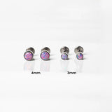Lavender Round Opal Bezel Set Titanium Flat Back Sleeper Earrings