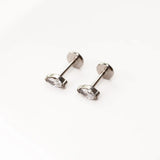 Solitaire Marquise Titanium Flat Back Sleeper Earrings