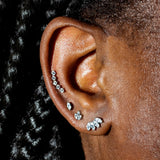 Solitaire Marquise Titanium Flat Back Sleeper Earrings