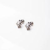 Paradise Ornate Crystal Titanium Flat Back Sleeper Earrings