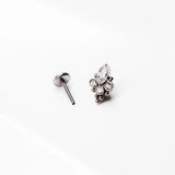 Paradise Ornate Crystal Titanium Flat Back Sleeper Earrings