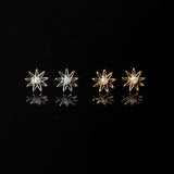 Radiant Opal Set Flower Flat Back Sleeper Earrings - 14k Solid Gold