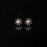 Radiant Opal Set Flower Flat Back Sleeper Earrings - 14k Solid Gold