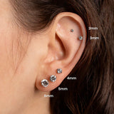 Solitaire Round Titanium Flat Back Sleeper Earrings