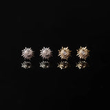 Sunray Crystal Flat Back Sleeper Earrings - 14k Solid Gold