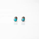 Turquoise Round Bezel Set Titanium Flat Back Sleeper Earrings