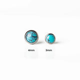Turquoise Round Bezel Set Titanium Flat Back Sleeper Earrings