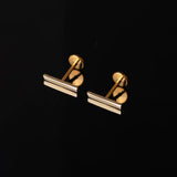Yuki Smooth Bar Flat Back Sleeper Earrings - 14k Solid Gold