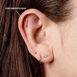 Yuki Smooth Bar Flat Back Sleeper Earrings - 14k Solid Gold