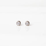 Crystal Round Bezel Set Titanium Flat Back Sleeper Earrings