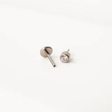 Crystal Round Bezel Set Titanium Flat Back Sleeper Earrings