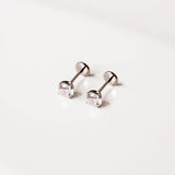 Solitaire Round Titanium Flat Back Sleeper Earrings