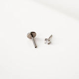 Solitaire Round Titanium Flat Back Sleeper Earrings