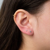 Solitaire Round Titanium Flat Back Sleeper Earrings