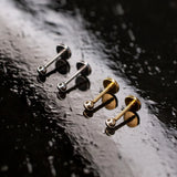Gossamer Mini Sphere Flat Back Sleeper Earrings - 14k Solid Gold